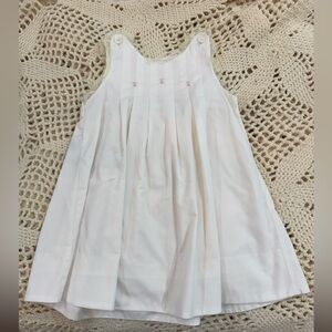 Remember Nguyen Cotton Batiste Hand Smocked Rosette Sleeveless Dress 3t